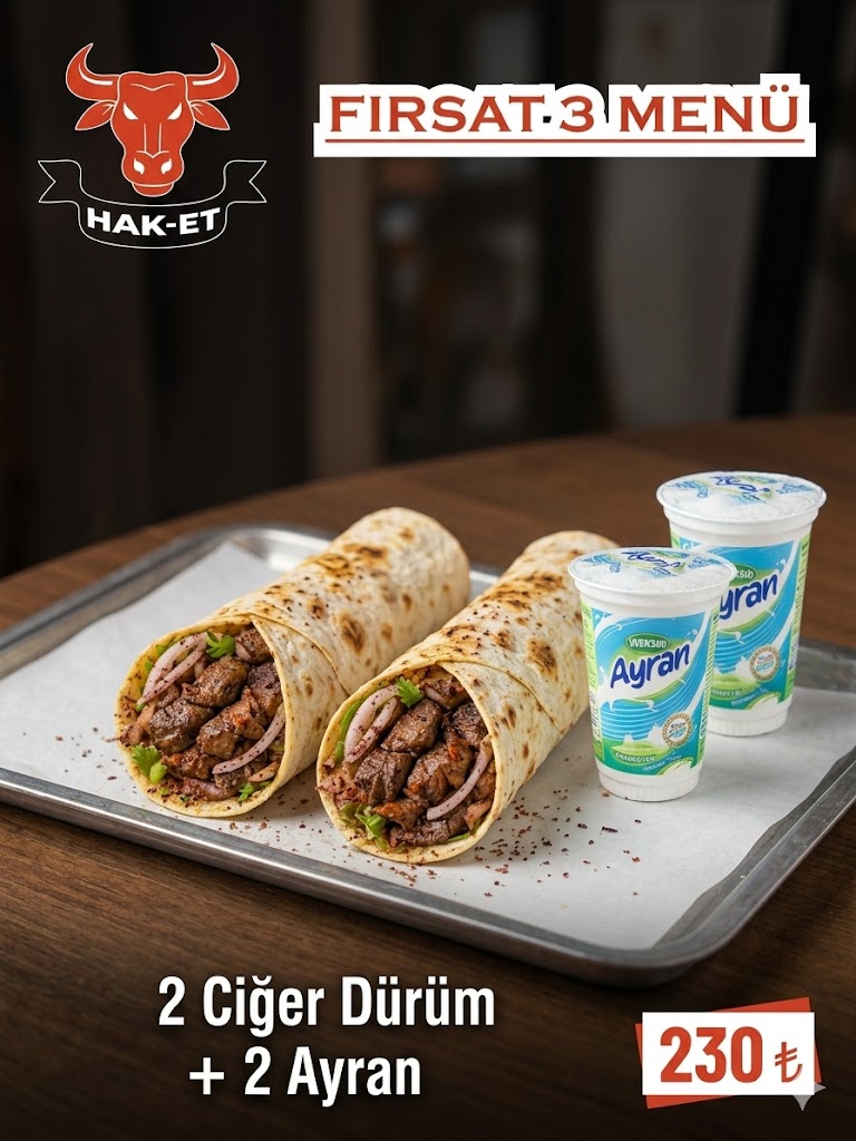 FIRSAT 3 MENÜ (2 Ciğer Dürüm + 2 Ayran)
